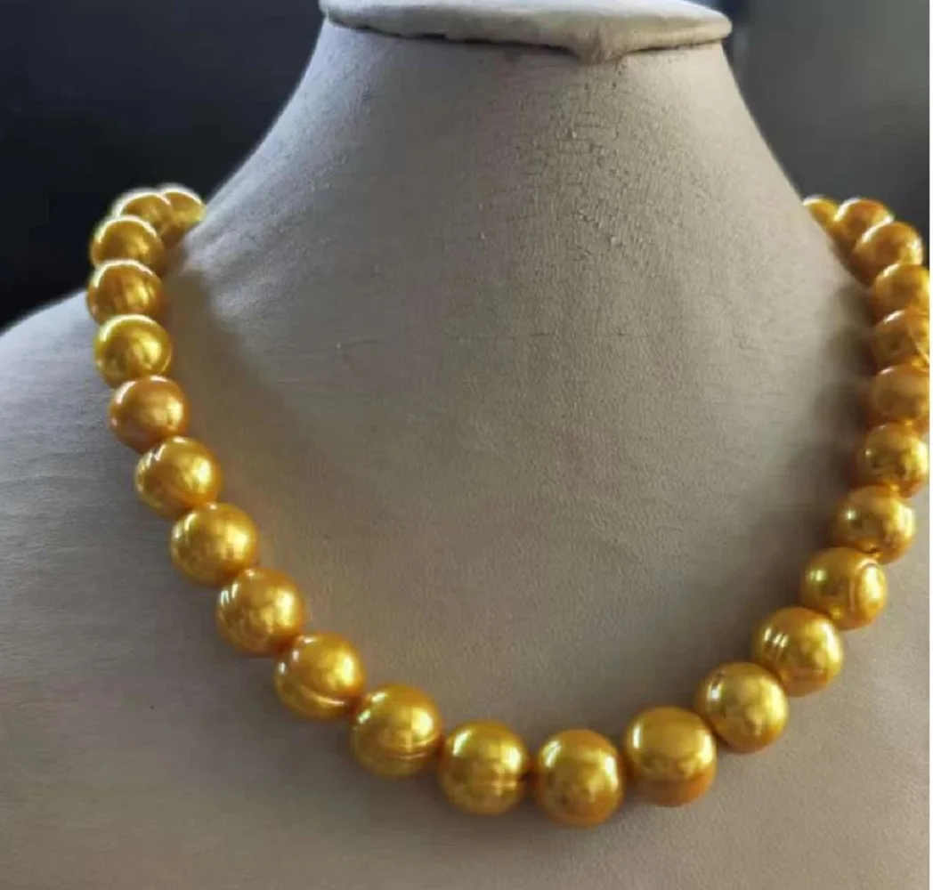 

Brand new South Sea natural gold Baroque pearl necklace in 14k gold, AAA +11-12mm 16--36inch