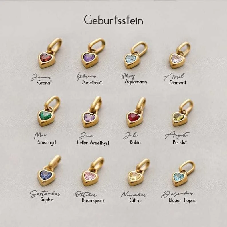 Twelve Birthstones, Square Zircon Pendant Collarbone, Titanium Steel Color Retention Color 1diy Accessories