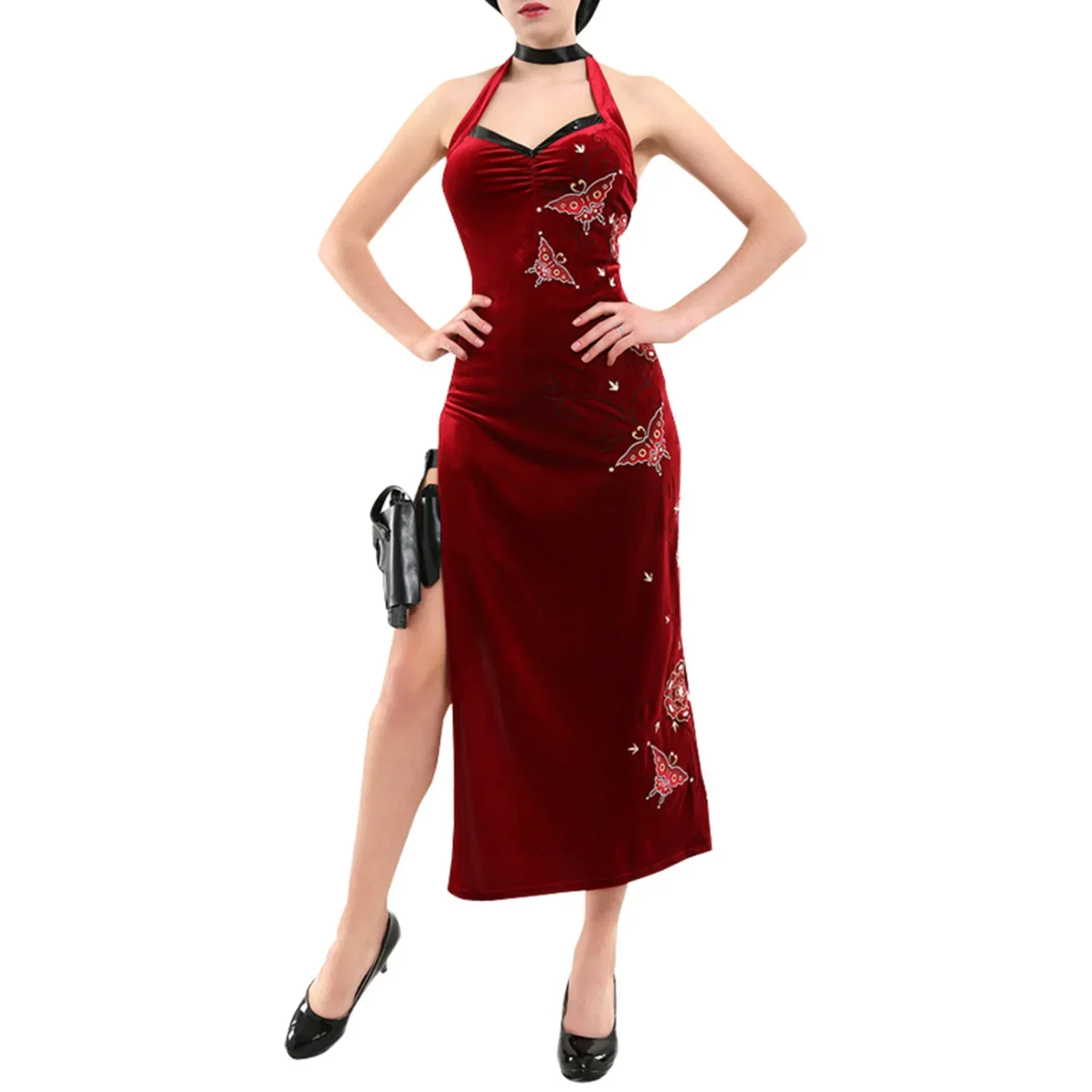 2026 Women Cosplay Dress Uniform Halloween Christmas Women Red Lace Cheongsam Lingerie Suit Cosplay Costume