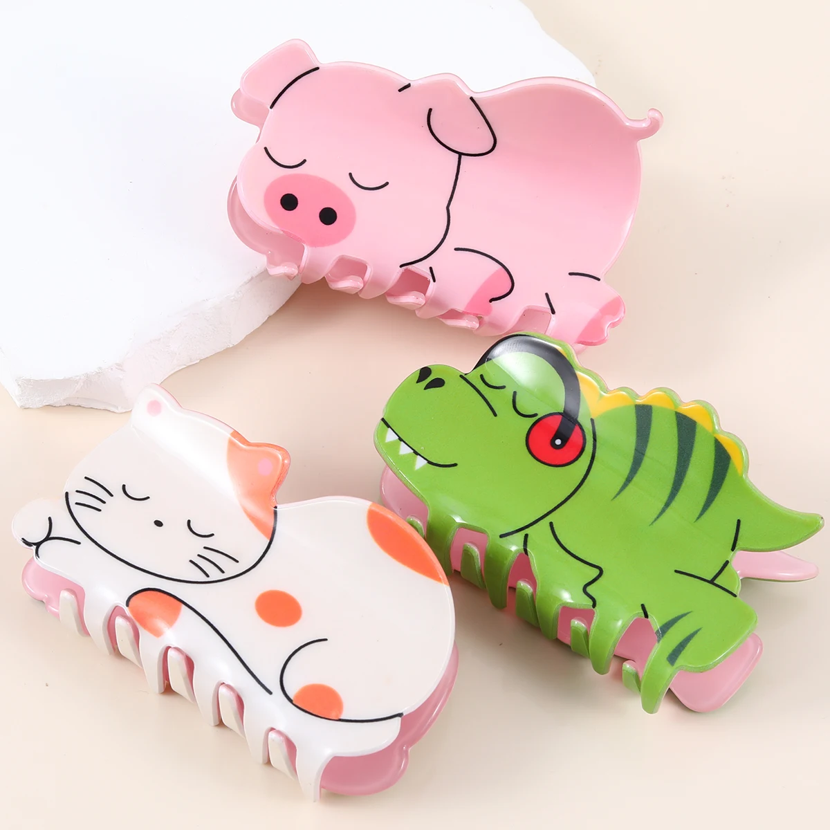 1 Piece personalized novelty pink pig hair claw for cute girls accessories