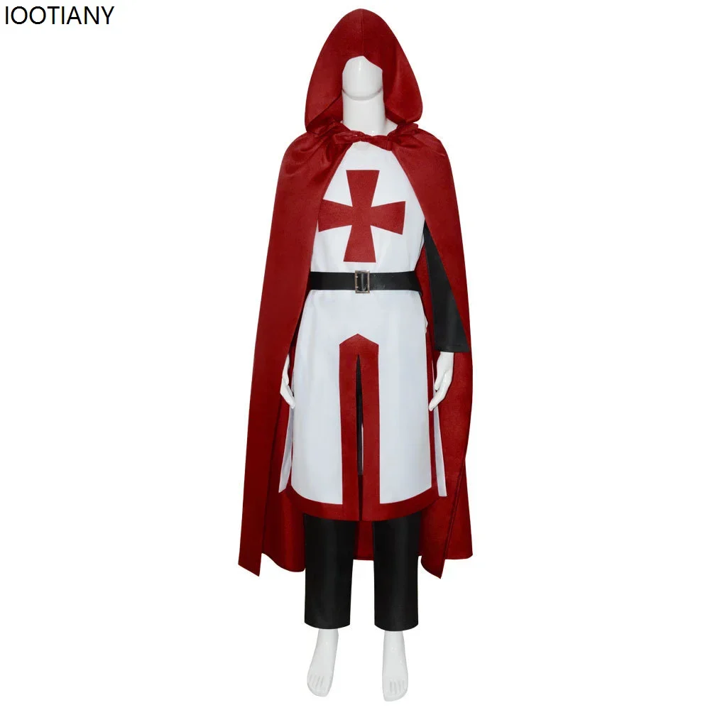 Косплей Хэллоуин для взрослых, карнавальный костюм крестоносцев, средневековый воин, рыцари-тамплиеры, платье, карнавальная вечеринка, мужской халат, топ без рукавов