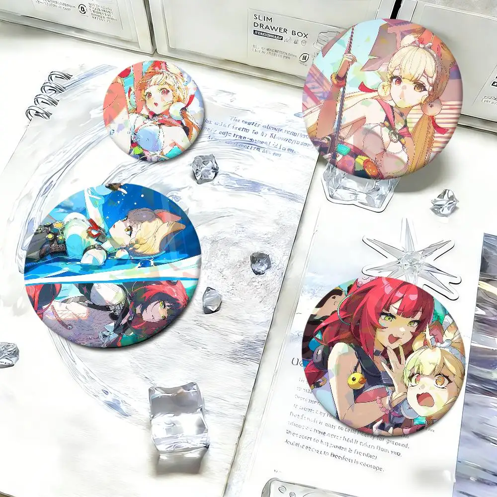 Ukinami Yuzuha Alice cp cute Zenless Zone Zero Round Pin Brooch Laser Badges Collect Gifts Cosplay Clothes Backpack Decor