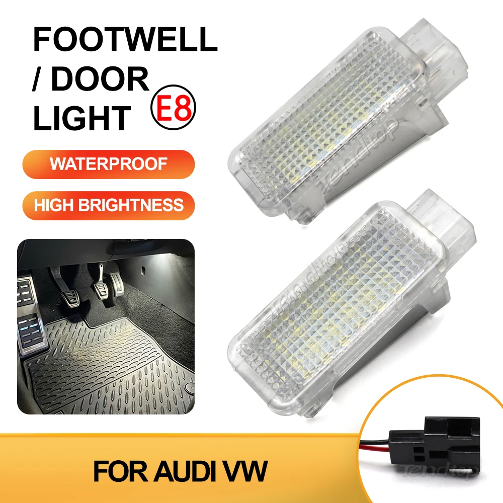 2x For Audi A2 A3 A4 RS4 A5 A6 RS6 A8 Q5 Q7 R8 TT VW Golf Skoda Door/Footwell Light  LED Luggage Trunk Boot Interior Lights Lamp