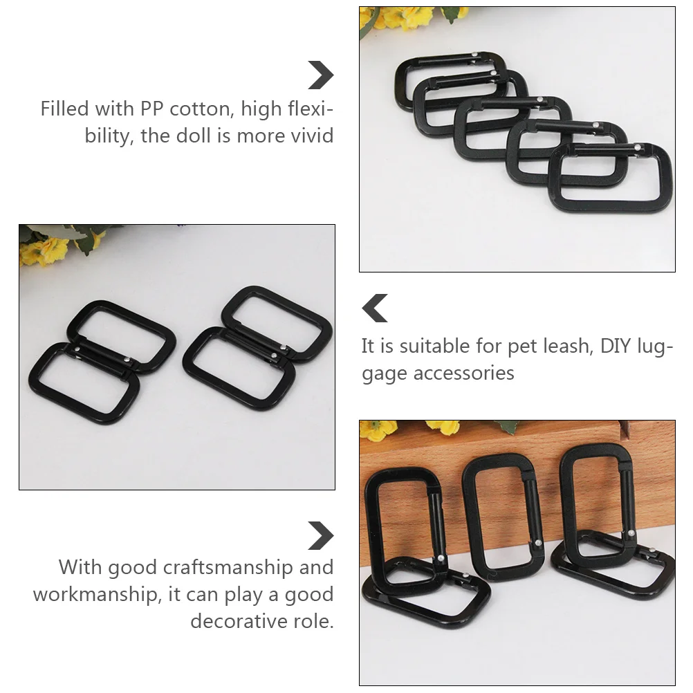 20pcs Square Flatten Buckles Climbing Square Flattened Track Buckle Alloy Pendant Outdoor Buckle Square Carabiners