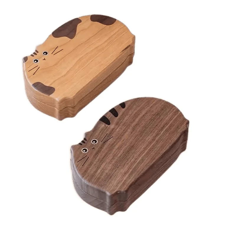 

Wooden Cat Shape Jewelry Box Portable Small Bracelet Necklace Jewelry Box Earrings Earrings Organizing Storage Box
