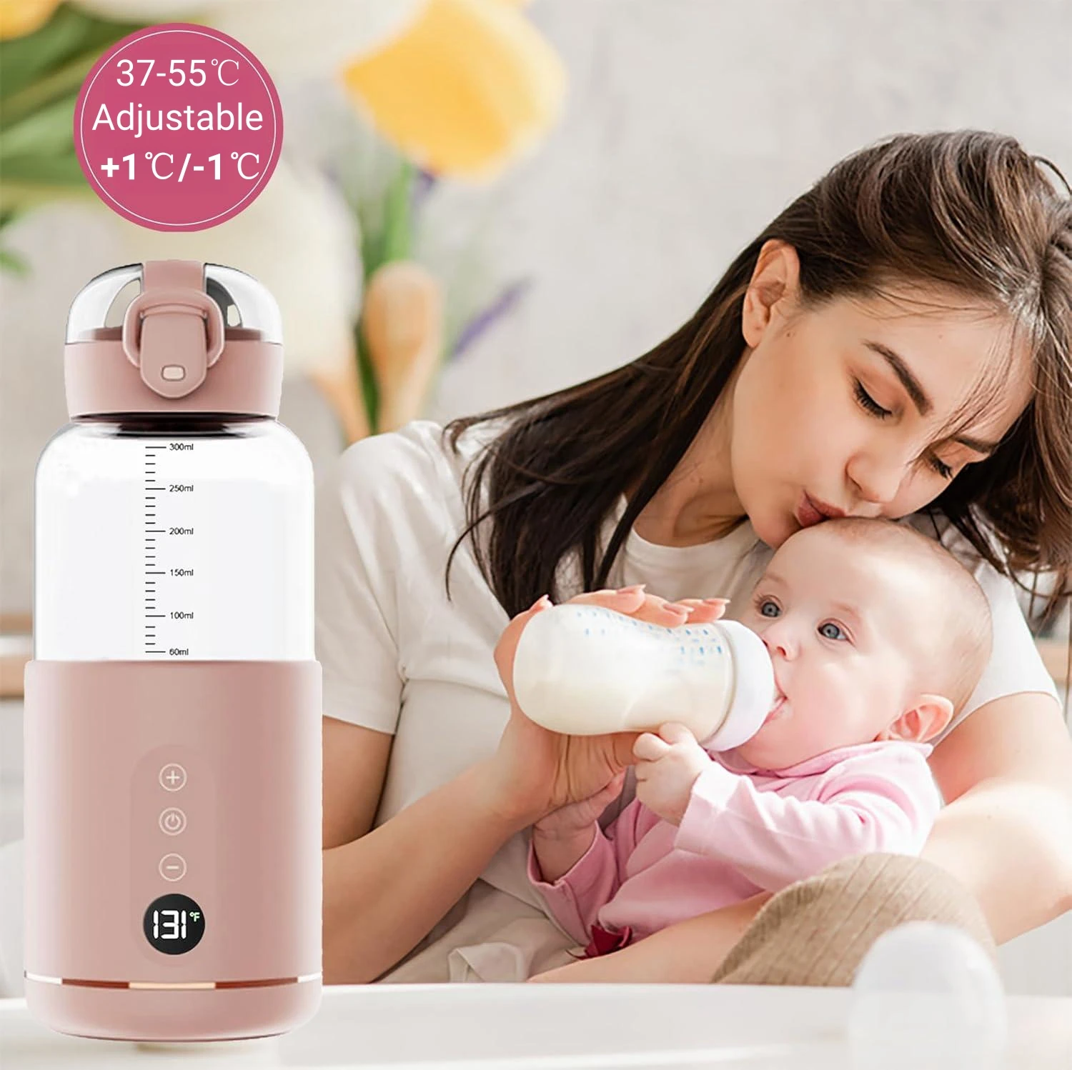 Portable Electric Baby Bottle Warmer USB Rechargeable 5200mAh Rapid Heating Water Breastmilk Wireless Bottle Heater On-the-go