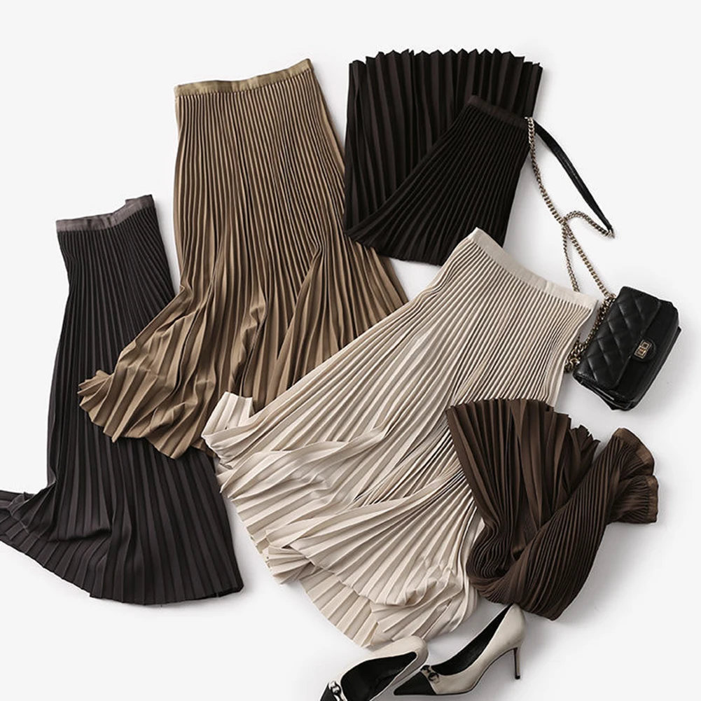 Drapey cor sólida saia casual outono saia casual aline tecido de algodão uso diário drapey design férias wear