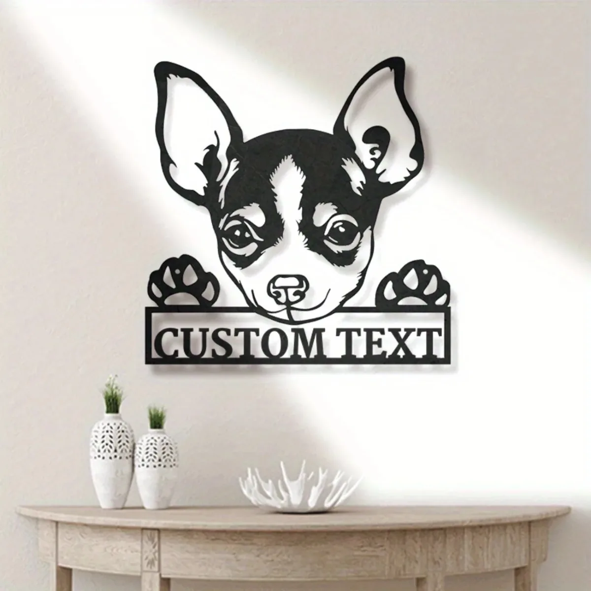 Пользовательские металлические настенные рисунки чихуахуа |   Персонализированный знак имени |   Подарок и домашний декор для любителей собак