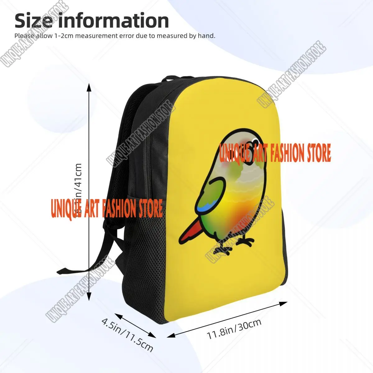 حقيبة ظهر Chubby Pineapple Green Cheek Conure للنساء والرجال حقيبة كتب للطلاب الجامعيين تناسب حقائب الكمبيوتر المحمول الببغاء والطيور مقاس 15 بوصة