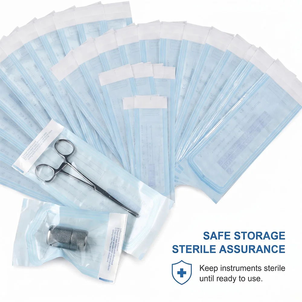 Selbstklebende Sterilisationsbeutel Sterile Taschen für Zahnmedizin Chirurgische Instrumente Tattoo-Ausrüstung EO-Gas Dampfsterilisationsbeutel Tattoo-Zubehör