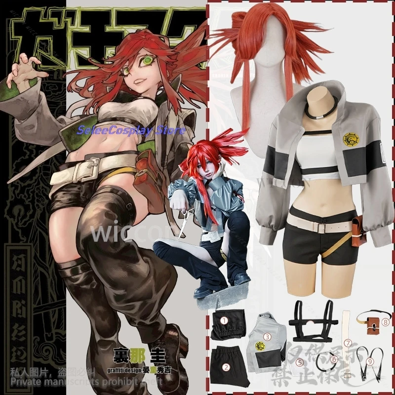

New Anime GACHIAKUTA Cosplay Riyo Costume Punk Fashionable Short Jacket Shorts Y2K Uniform Jirai Kei Girls Wigs Bag Customized