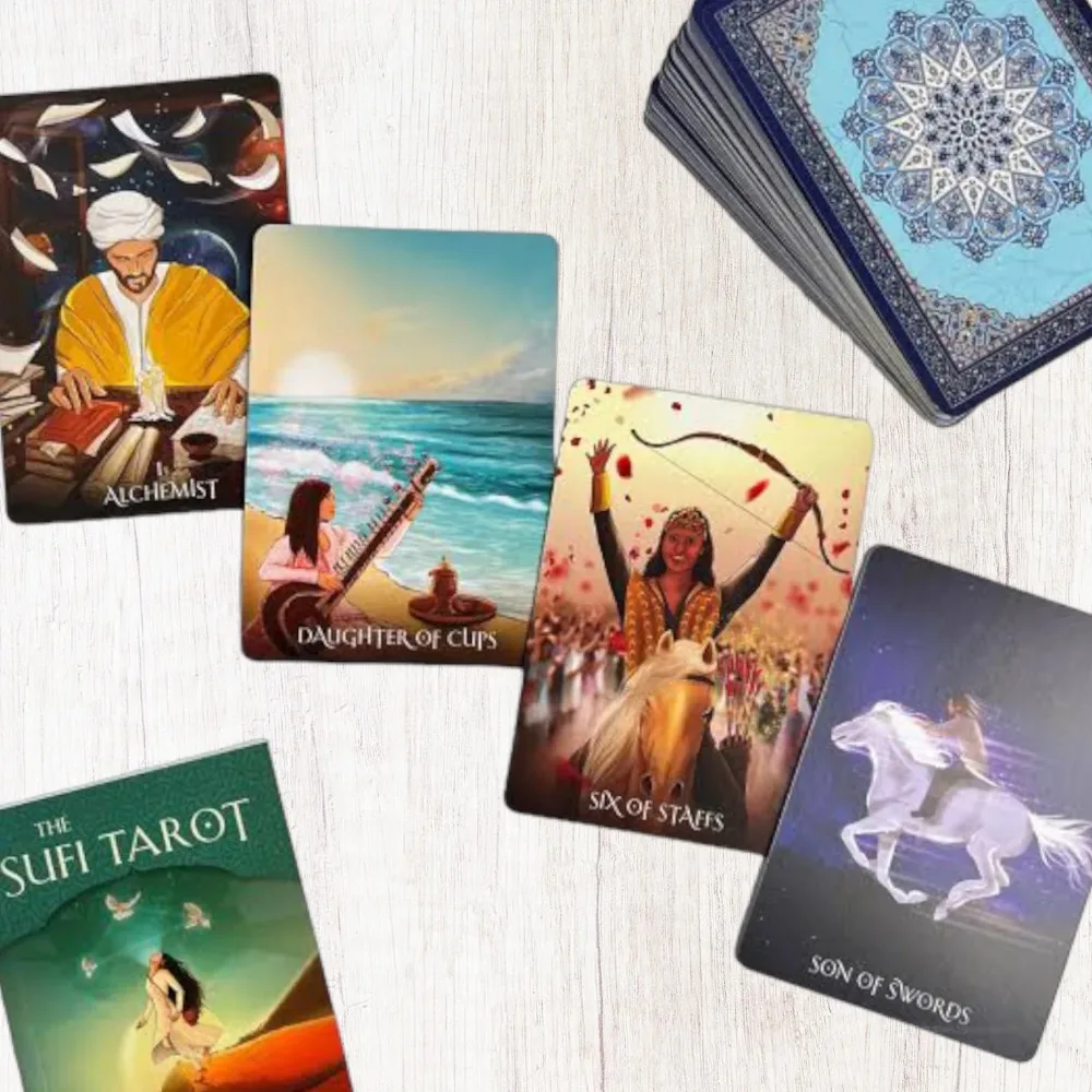 10,3*6 cm The Sufi Tarot 78 baraja de cartas curar tu vida con la antigua sabiduría Sufi inspirada en Tarot tradicional