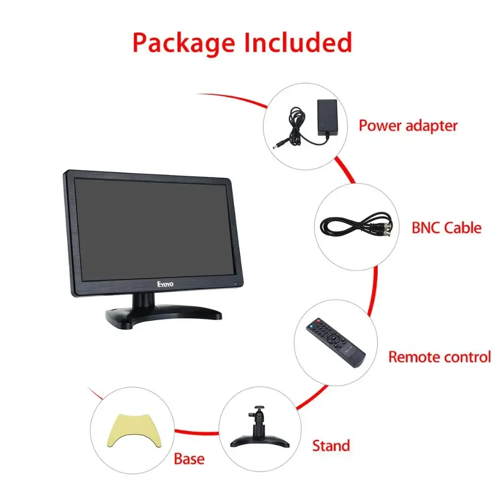 Imagem -06 - Eyoyo-monitor de Vigilância de Segurança Tela Lcd Vga e av Em12d 11.6 Fhd 1920x1080 Ips Bnc Hdmi Monitor de Computador pc