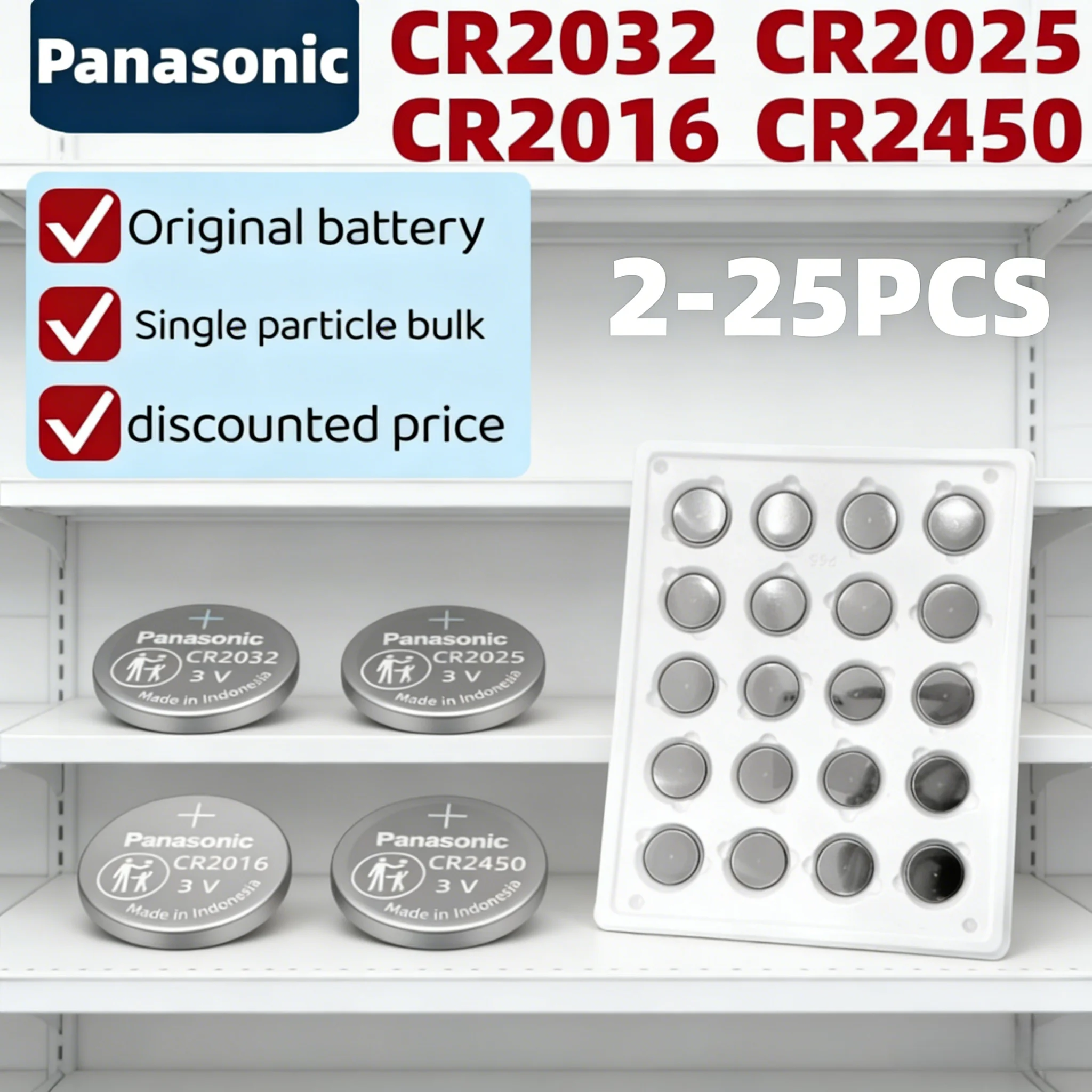 100% Original Panasonic CR2032 CR2025 CR2016 CR2450 3V Lithium Button Batteries for Watch Calculator Clock Remote Control Toys