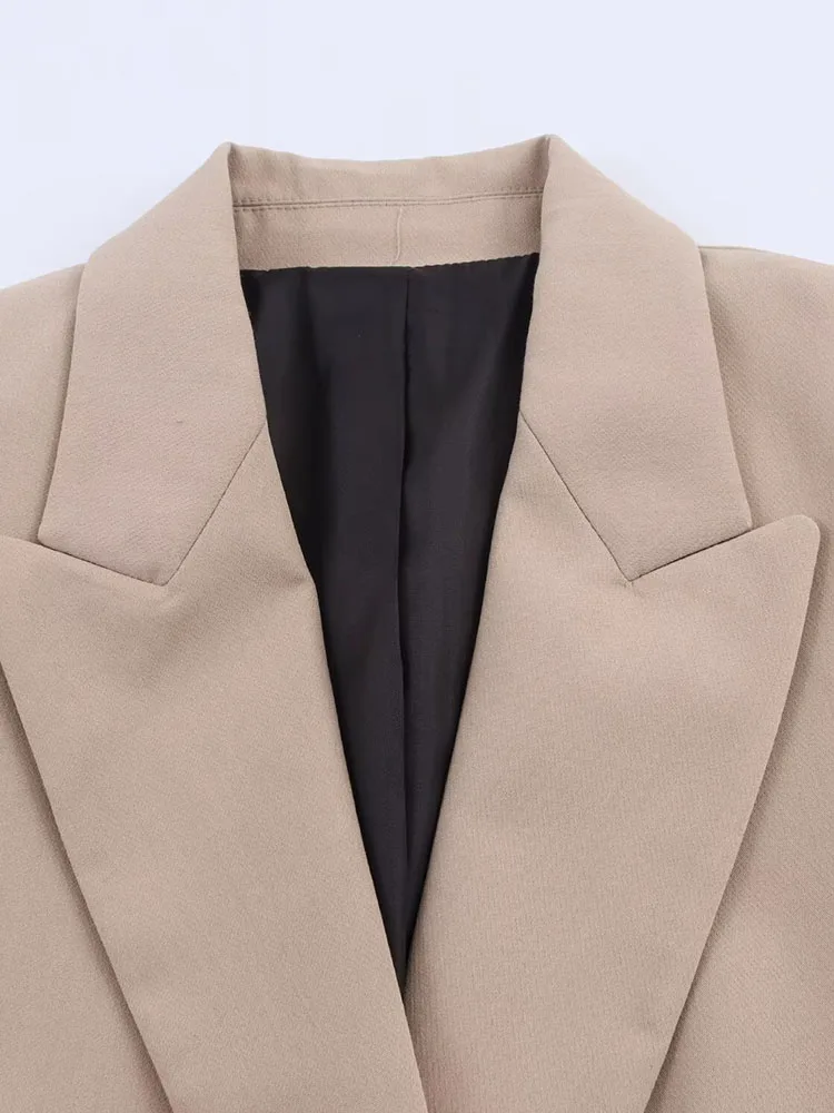 سترات خريفية للسيدات لعام 2025 معاطف غير رسمية فضفاضة ومزدوجة الصدر سترة نسائية أنيقة للشارع ملابس خارجية