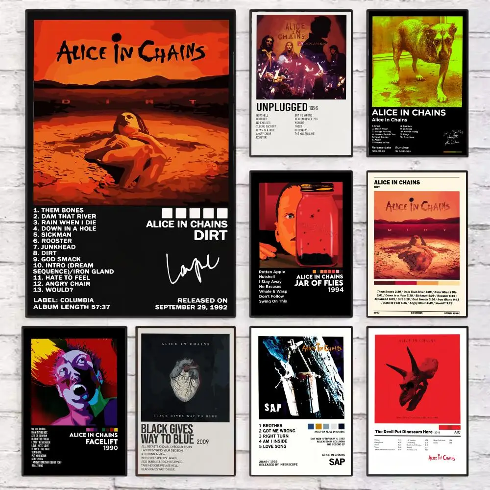 

Band A_Alice in C_Chains Classic Poster Wall Art Sticky for Living Room Bedroom Office Hallway Bar Home Decor Gift Idea