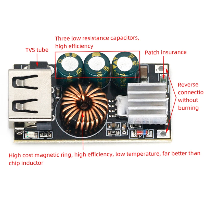 QC3.0 DIY Fast Charger DC 5-32V 24W Step-down Module for Emergency Charging of Mobile Phone