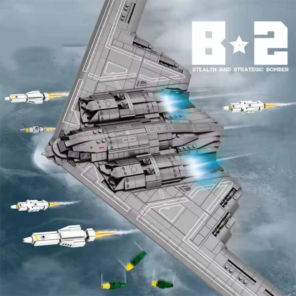 Creative idea Military B-2 Ghost Strategic Bomber Building Block Air Force Fighter Model Brick Collection  DIY Toys Gift 2063PCS