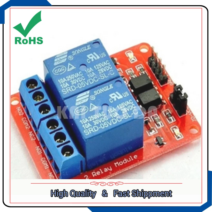 2 way/two channel relay module 5V with optocoupler protection expansion board microcontroller development board accessories