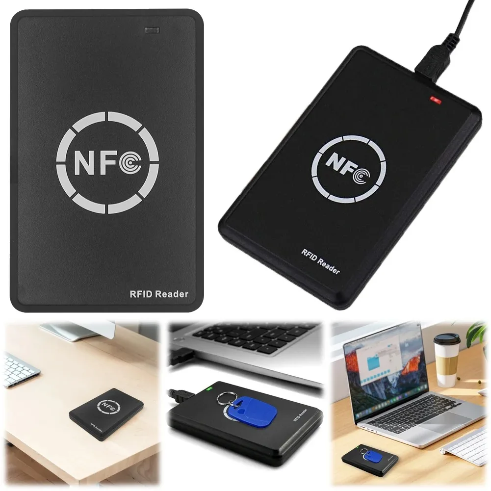 Hilo NFC Smart Card Reader Writer 13.56MHz 125KHz USB Programmer RFID Copier Duplicator Card ID IC Decoder Door Access System