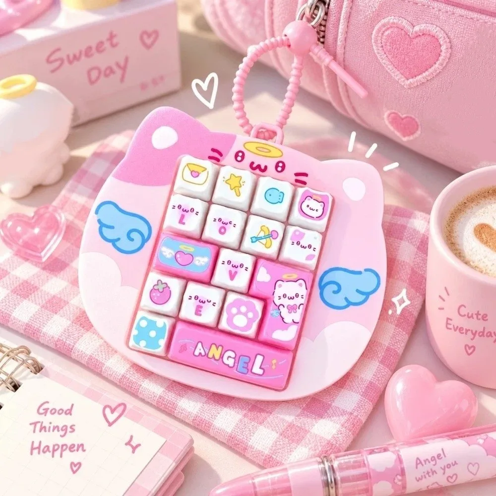 16 Key Fidget Button Cute Design Creative Style Keyboard Keychain Cat Shape Bag Hanging Ornament Mini Keyboard Pendant