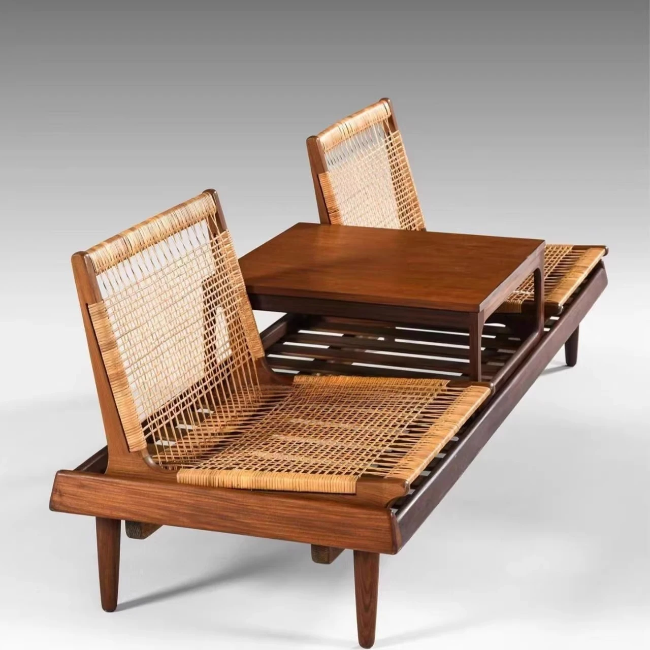 Medieval rattan solid wood sofa bench designer hotel negotiates multi-functional outdoor leisure chair