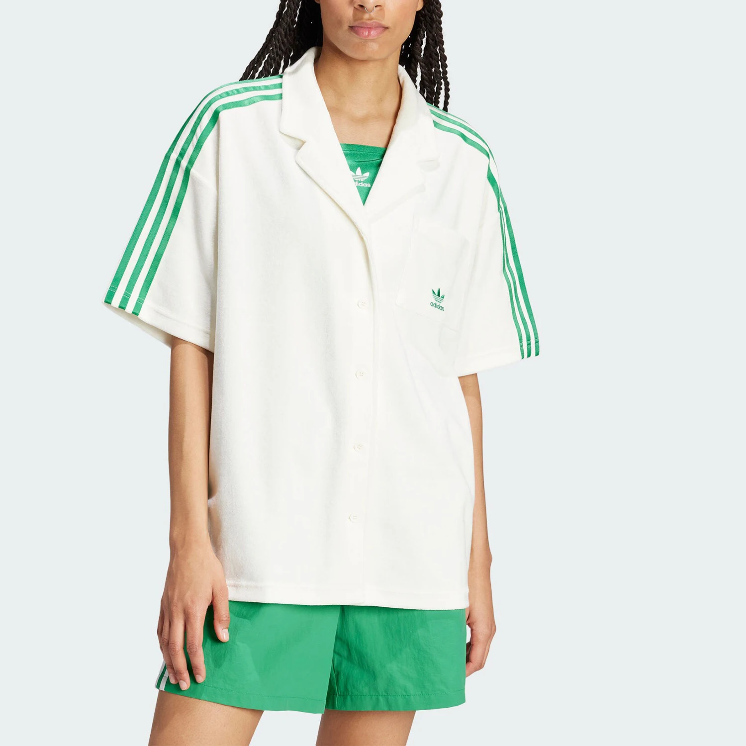 

Adidas genuine Three Stripes Women's Summer Classic Sports Short-Sleeve Shirt JH0614