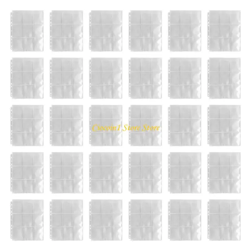 A3PC Card Storage Album Refill Sheets for Business Cards, Plastic Plastic Refill Sleeves with Multi-Pocket Layout, 30 Pieces for