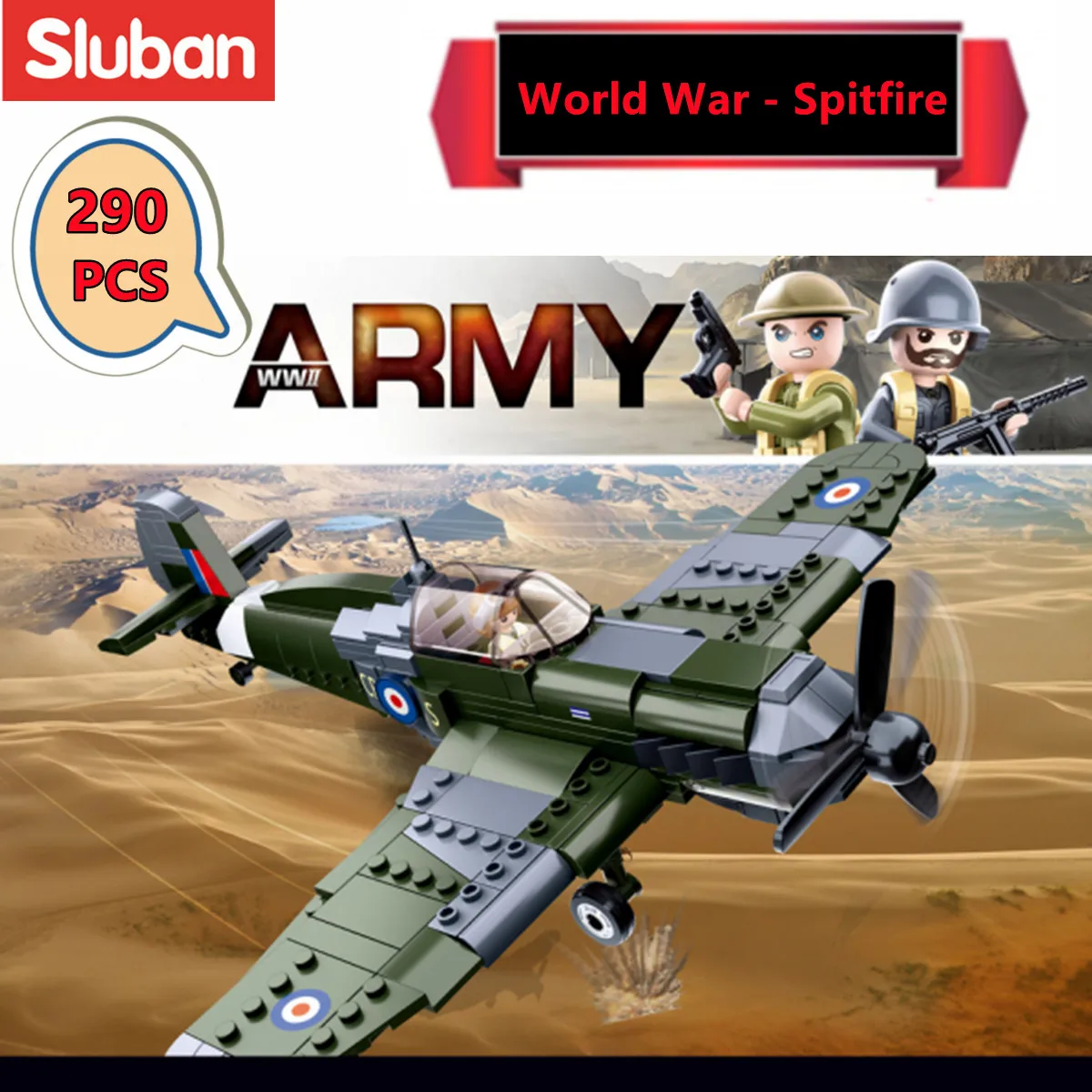 

Sluban Building Block Toys WW2 Army Supermarine Spitfire 290PCS Bricks B0712 Military Construction Compatbile With Leading Brand