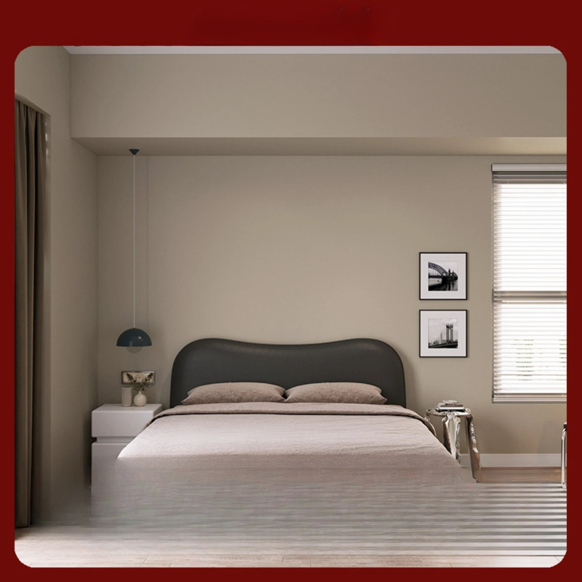 

BOBEN Bourbon/Nordic medieval suspended bed 1.5 meters bedroom small apartment modern simple 1.8 meters leather art bed