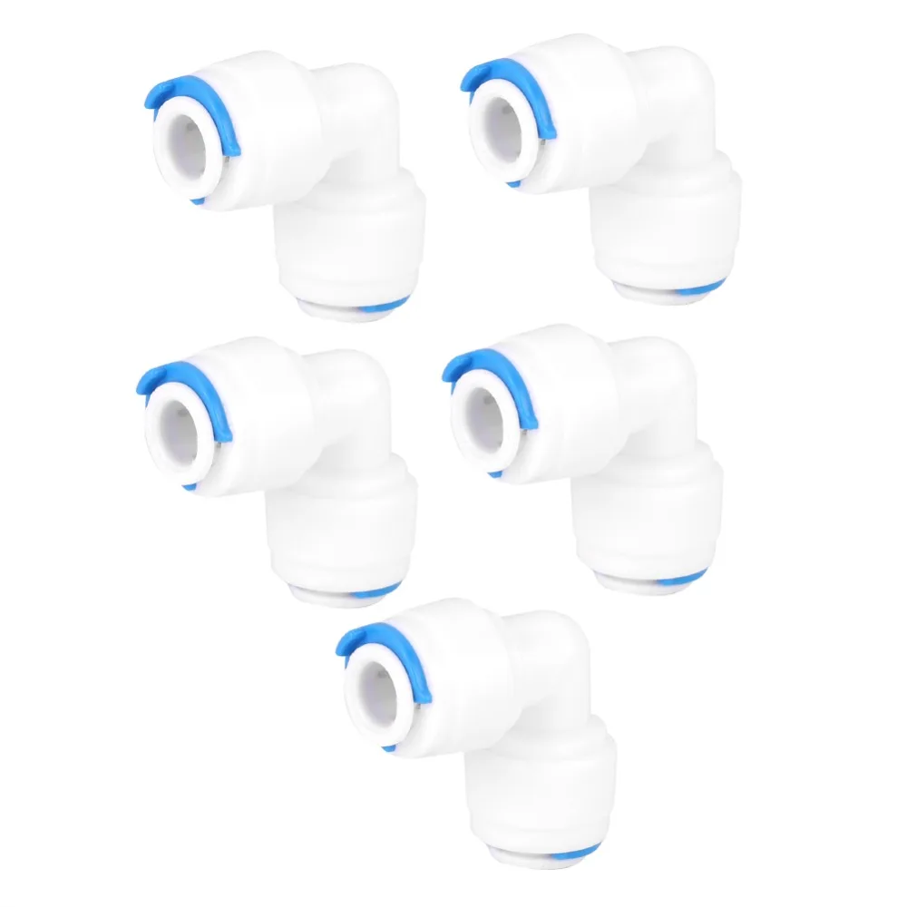 5PCS Portable White Quick Connect Elbow 4040 Type L-Shaped PE Pipe Fitting Plastic 2 Way Connector Water Purifier