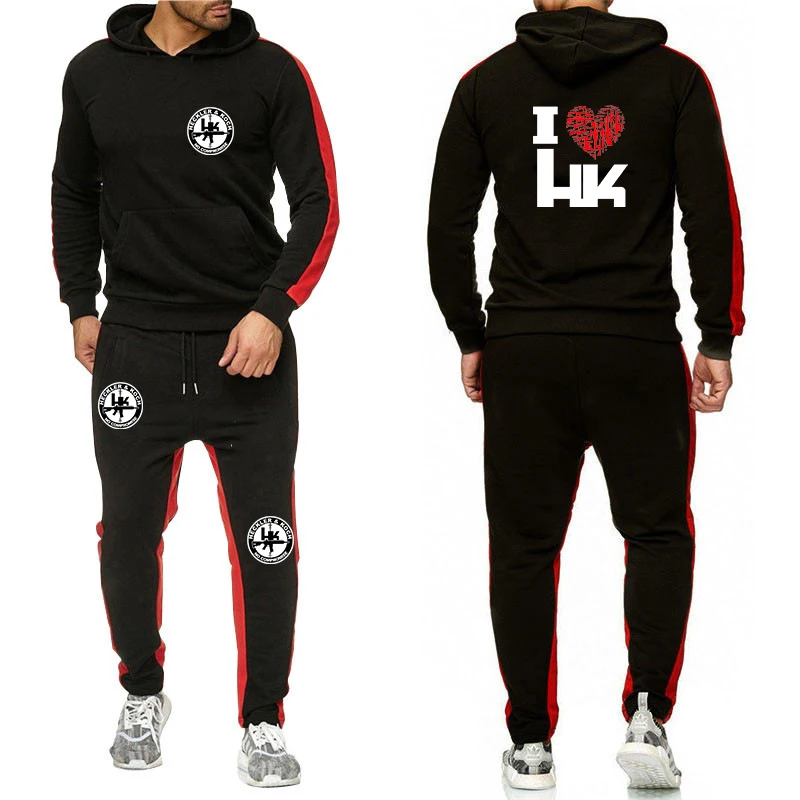 2024 Hk Heckler Koch Geen Compromis Herfst En Winter Mannen Nieuwe Effen Kleur Hoodie Broek Tweedelige Mode Casual Sportset