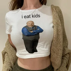 bertram eats kids graphic vintage yk2 crop top Woman hippie yk2 cute cropped clothing