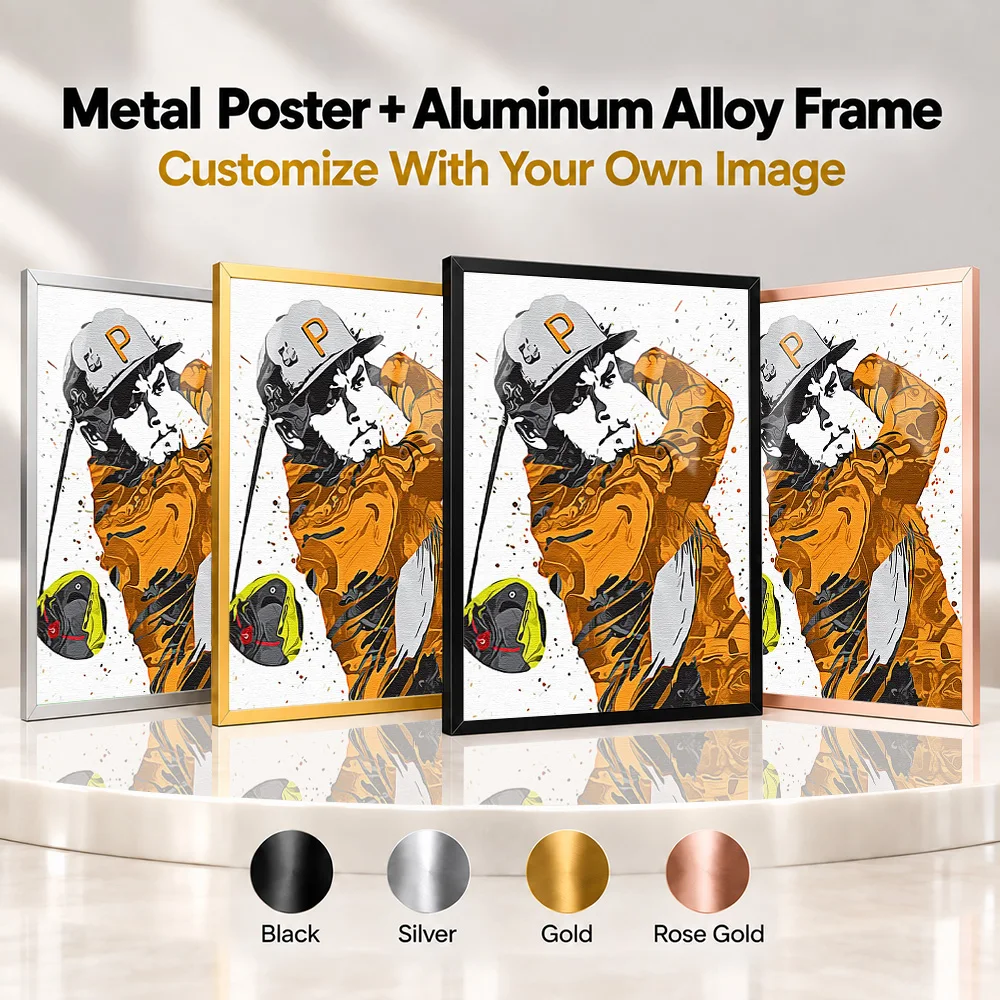 Rickie Fowler Golf Metal Poster With Aluminum Alloy Frame Customized Expressive Color Blocks And Brushwork Wall Art For Study