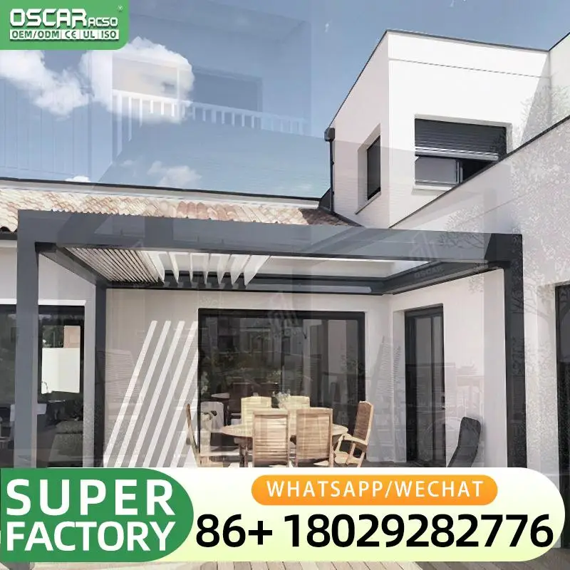 Pergola motorisée intelligente en aluminium à lames orientables Foshan pour jardin, patio et cour ar