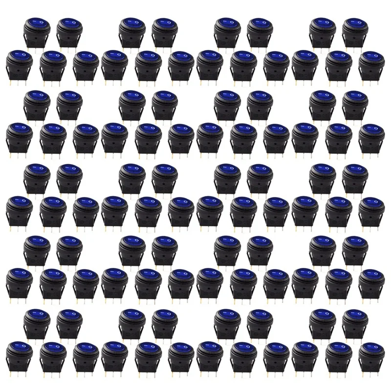 

100 Pcs 12V 20A Waterproof Round On/Off Rocker Switch Car Auto Boat SPST