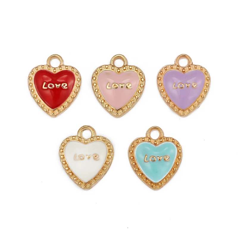 

10Pcs Zinc Alloy Heart Shaped Charms Love Letter Pendants For DIY Necklace Bracelet Earring Keychain Jewelry Making Findings