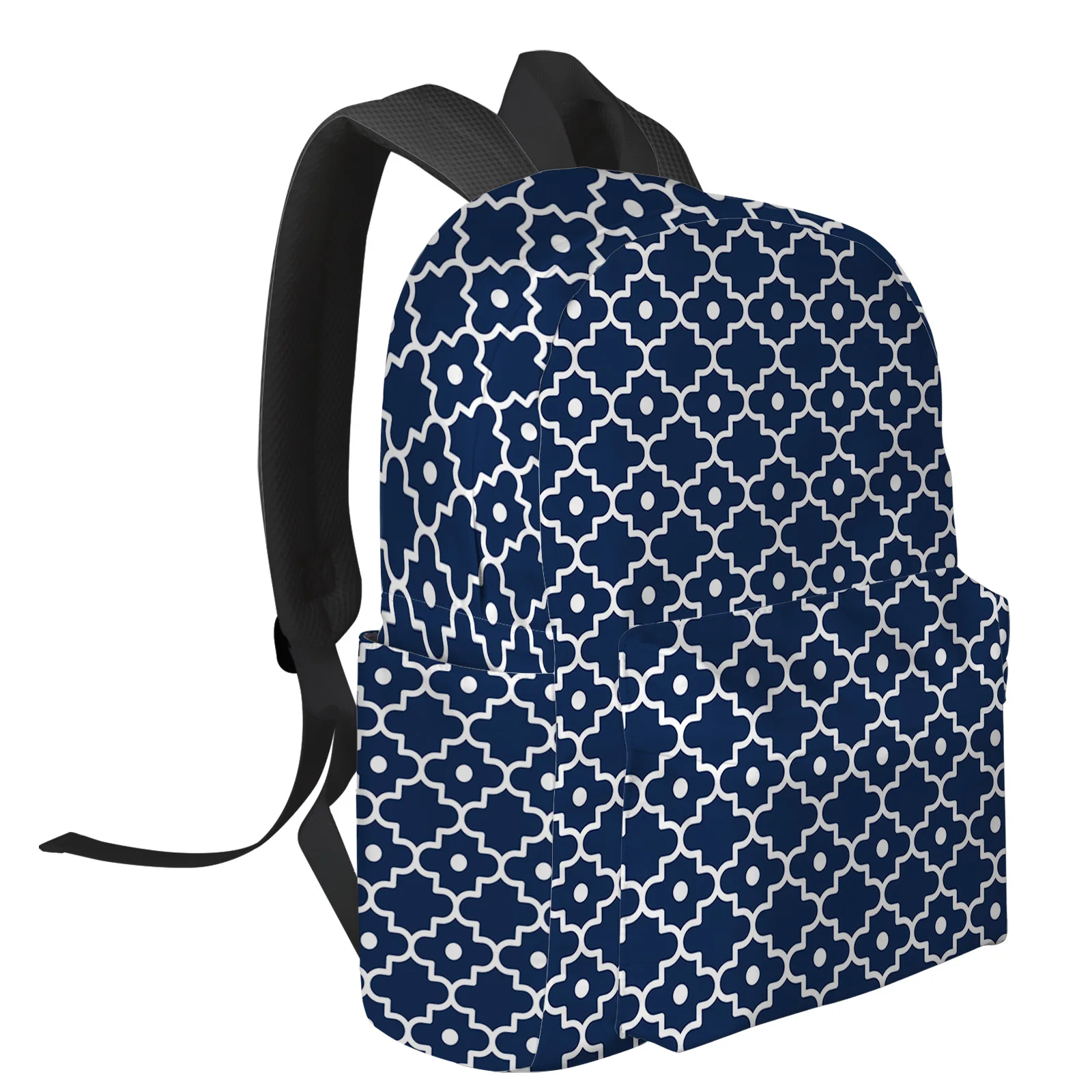 Moroccan Pattern Dark Blue Geometric Backpacks Teenagers Student School Bags Laptop Backpack Men Women Female Travel Mochila