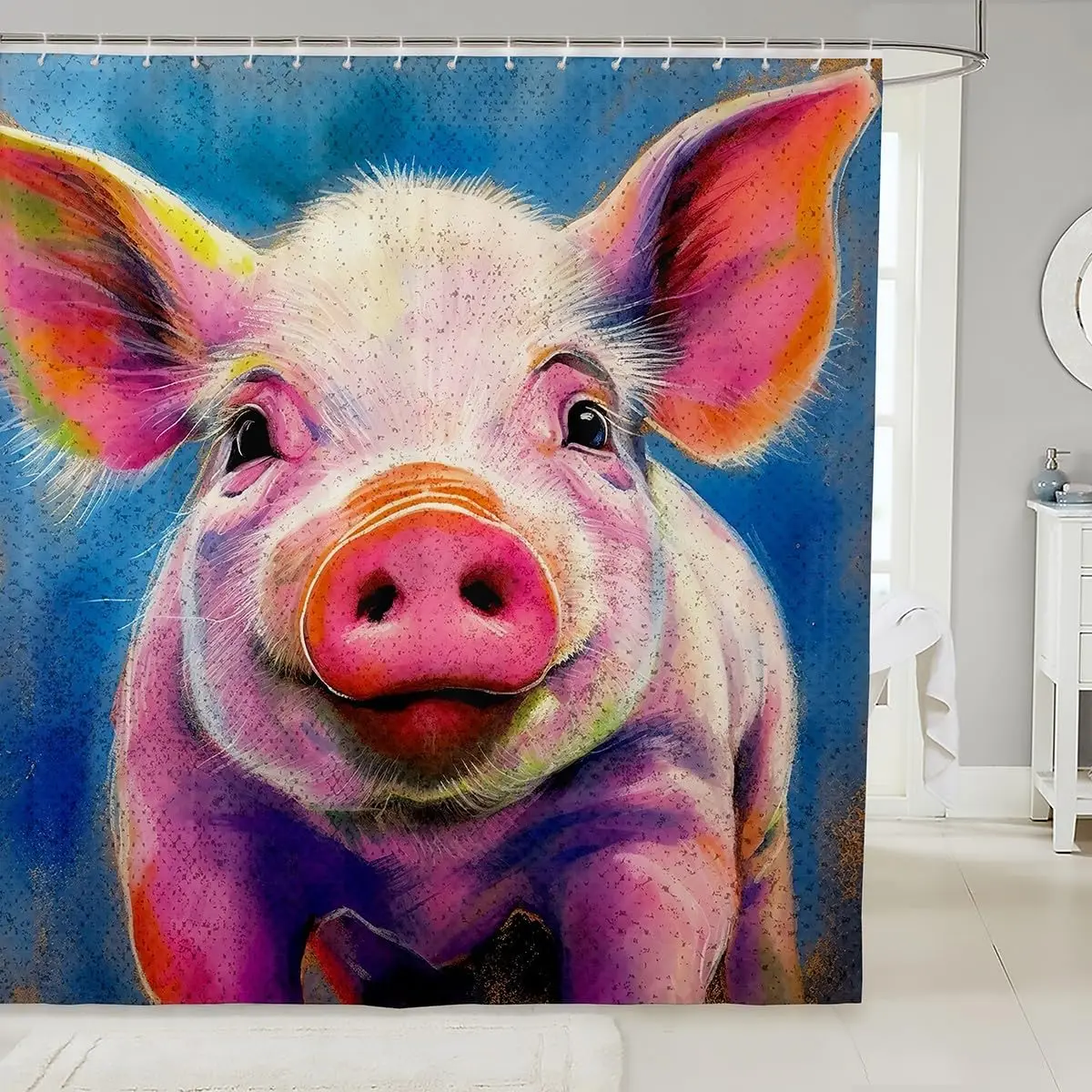 

Занавеска для душа со свиньей для девочек, детская занавеска для душа с мультяшными свиньями, наборная занавеска для душа с милыми животными, занавеска для ванны с милыми домашними животными, сельскохозяйственные животные