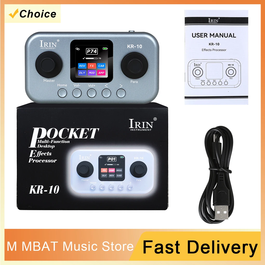 

IRIN KR-10 Multi Functional Desktop Guitar Bass Effect Pedal Multi-Effects Processor for Guitar/Bass Recording Guitar Accessory