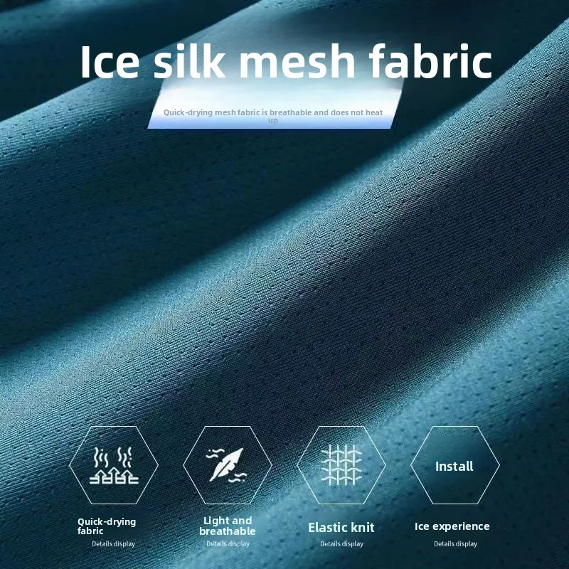 Summer Ice Silk Men T Shirt Short Sleeve Round Neck Breathable Thin Sport Running Quick Drying Tees Soft Elasticity Outdoor image 2