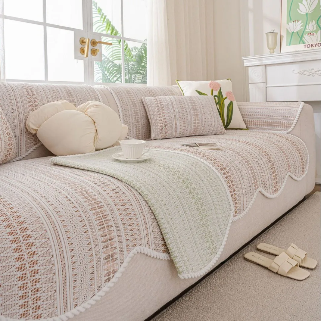 

1PC Geometry Breathable Sofa Cushion Summer Universal Anti-cat Scratch Couch Pad Cool Feeling Non-slip Sofa Blanket Living Room