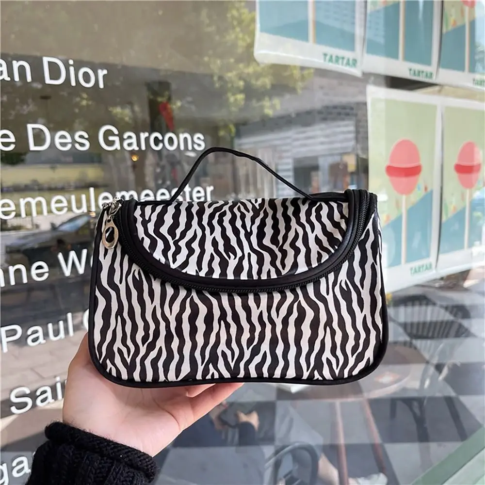 with Mirror Makeup Bag Makeup Accessory Waterproof Travel Cosmetic Bag Leopard Print Toiletry Handbag for Outdoor Travel