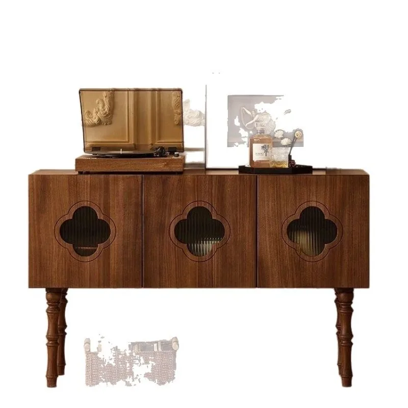 walnut color porch cabinet facing the door, living room partition cabinet, medieval locker against the wall strip