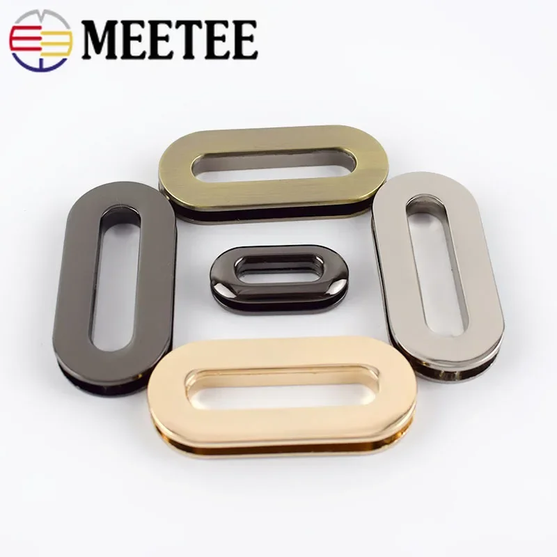 Meetee 4pcs 18/25/32/38mm Metal Egg-shaped Eyelet Buckles Screw O Ring Hook DIY Bags Strap Chain Belt Clasp Accessories BF328