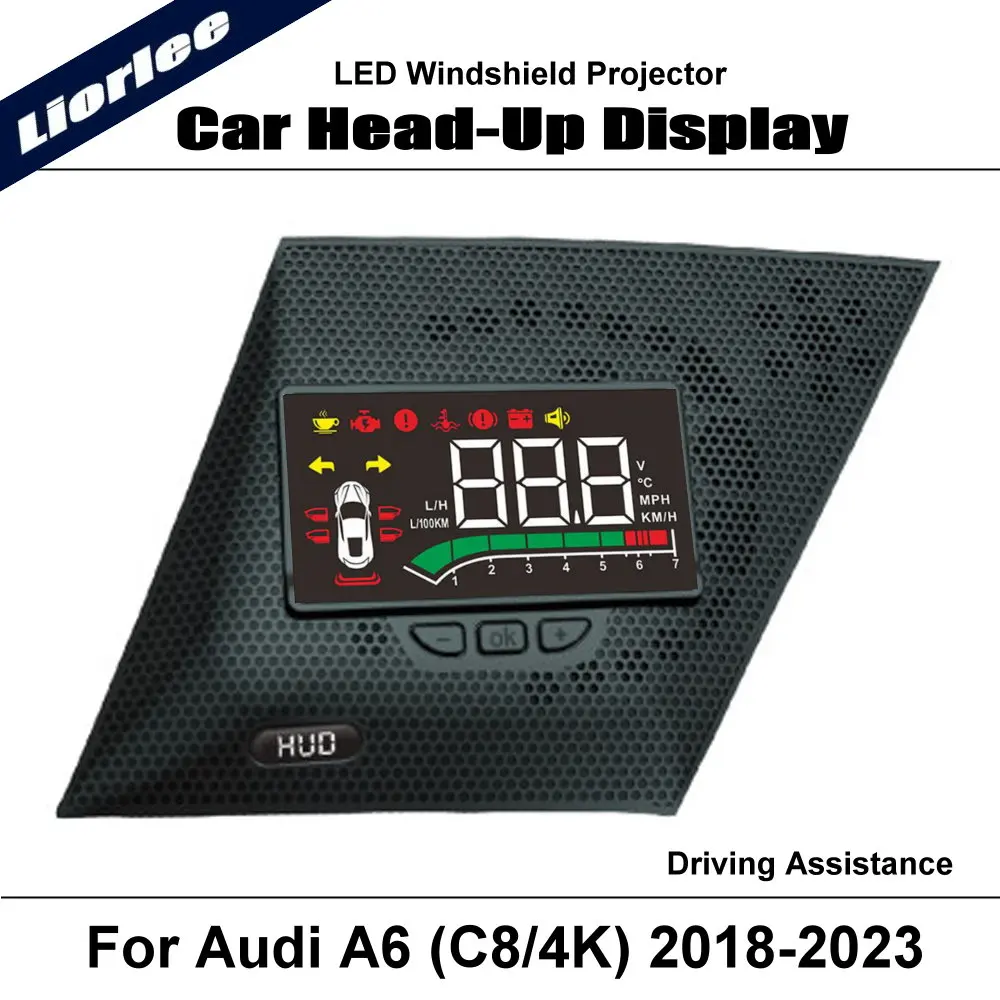 Car LED Projector For Audi A6 2018-2023 Auto HUD Head-Up Display Windshield Safe Driving Assistance Accessories