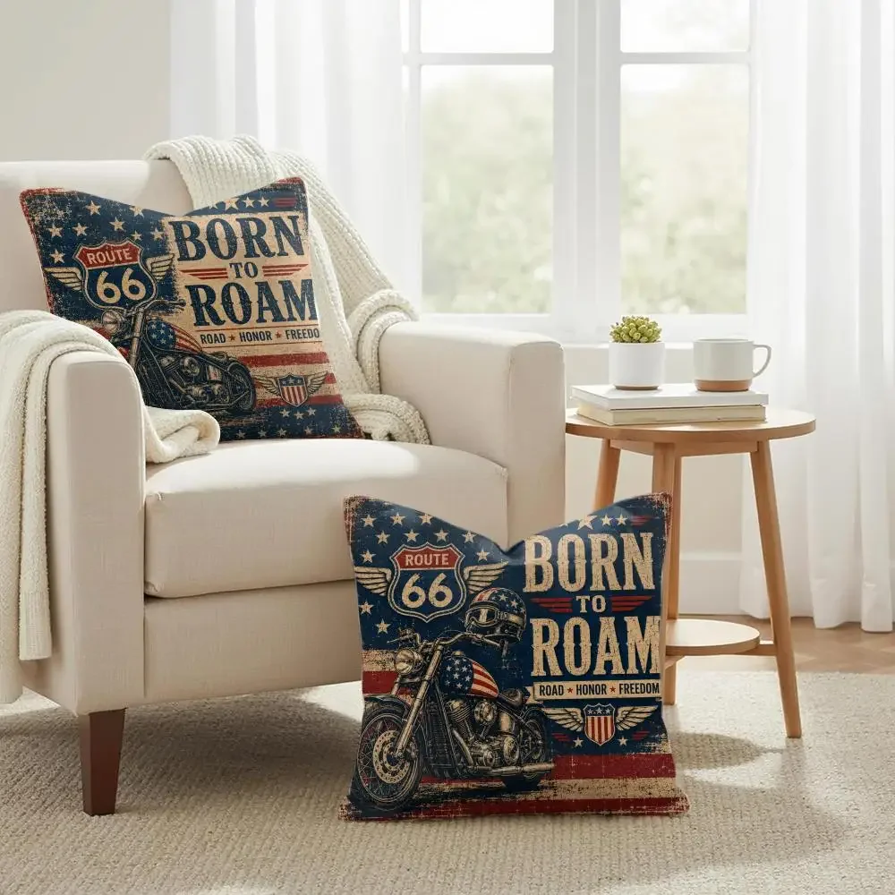 Vintage American Patriotic Freedom Cushion Cover Summer Coolness Linen Organic Fabric Sofa Pillow Case Double-Sided Home Decor