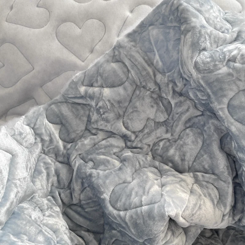 

Lightblue velvet cotton embossed cute heart-shaped polyester fabric for vest coat skirt fabric autumn and winter clothing fabric