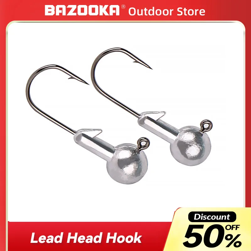 

Bazooka-Big Head Jigs Hook 1g-28g Round Ball Jig Head Hook Weedless Far Throw Long Shank Jig Head For Soft Worm Fishing