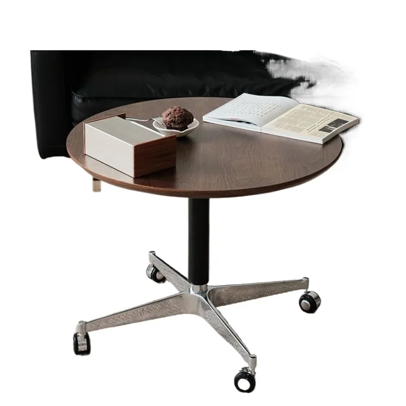 Retro removable round dining table Home sofa side dining room Small round table Lifting simple small coffee table Coffee
